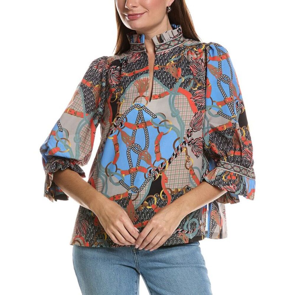 Gretchen Scott Womens  Ruffle Neck Tunic